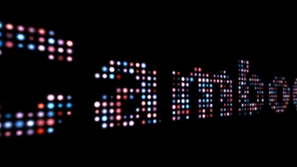 Cambodia colorful led text over black — Stock Video