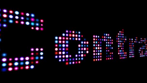 Contract colorful led text over black — Stock Video