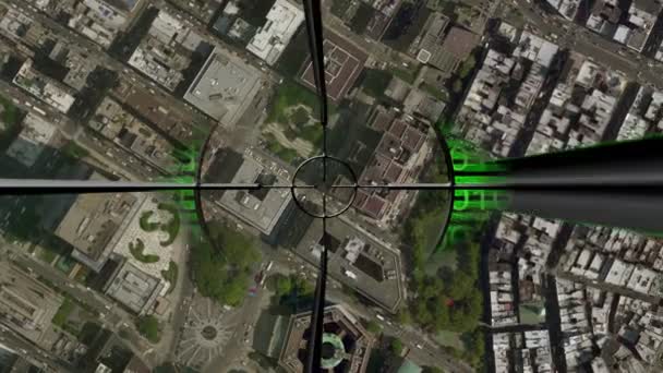 Міські будівлі на карті, що вражають ціль — стокове відео