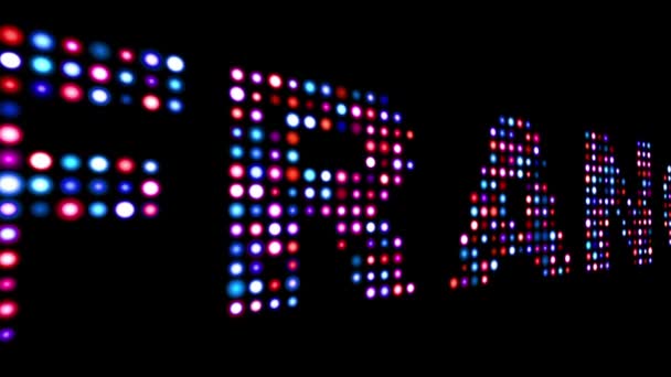 France colorful led text over black — Stock Video