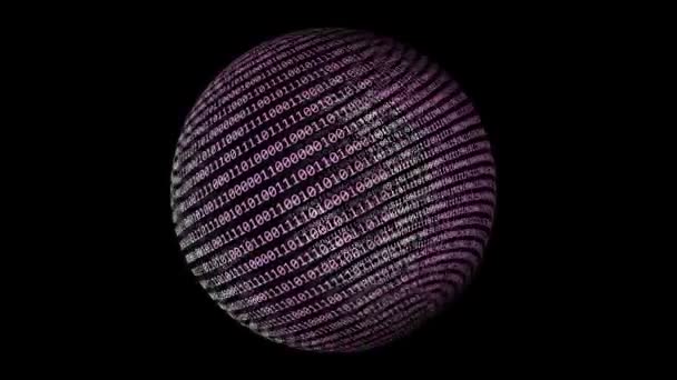 Binäre Daten zum Konzept der rotierenden Kugel — Stockvideo