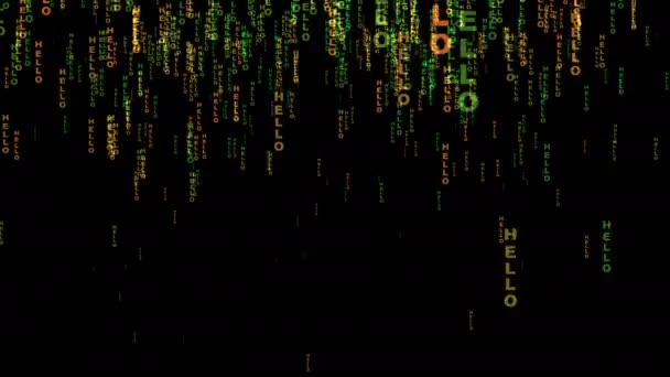 Концепция Hello text matrix style — стоковое видео