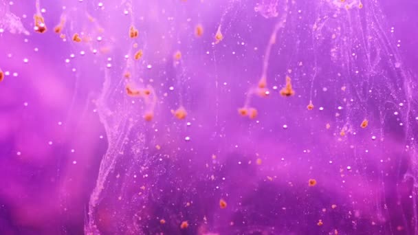 Pinkfarbene Partikel treiben im Wasser — Stockvideo