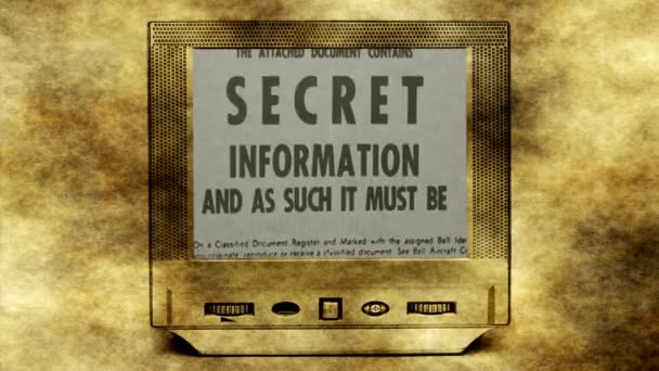 Tajne informacje na starym telewizorze — Wideo stockowe