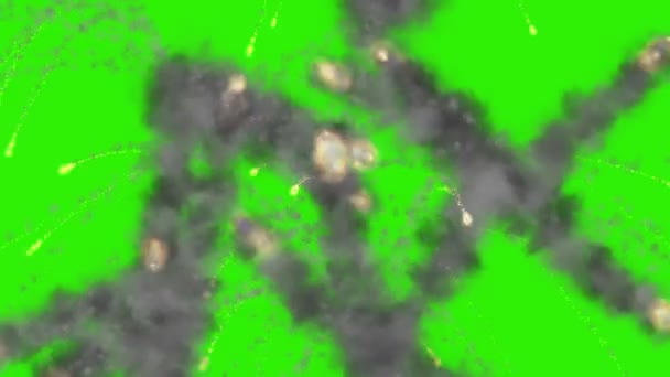Rökexplosioner på grön skärm — Stockvideo