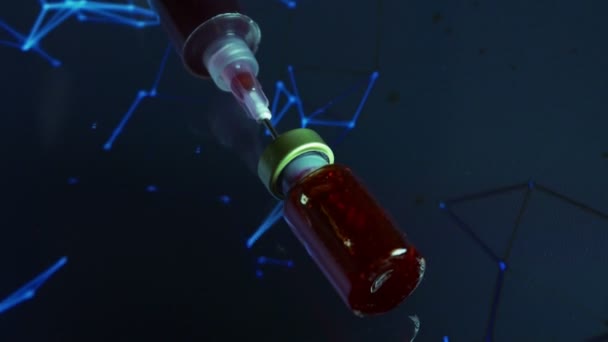 Seringa e frasco para injetáveis de sangue — Vídeo de Stock