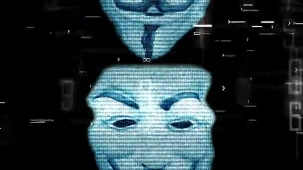 Máscara anónima sobre fondo digital — Vídeos de Stock