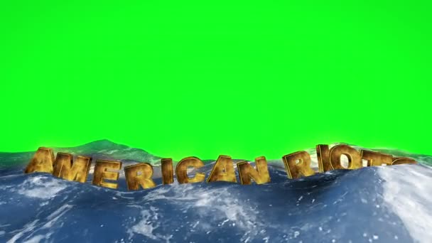 緑の画面上の水に浮かぶアメリカの暴動テキスト — ストック動画