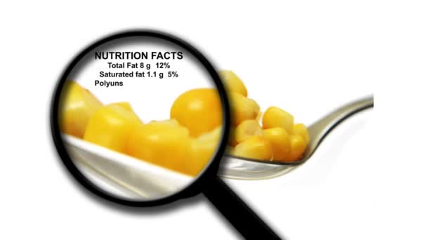 Datos nutricionales del maíz — Vídeos de Stock