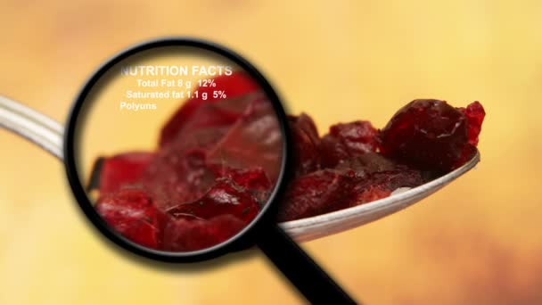 Datos nutricionales de arándanos — Vídeo de stock