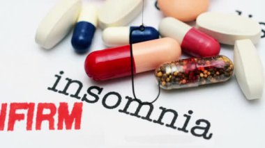 Uykusuzluk bağımlılığı için haplara karşı balık kancası.