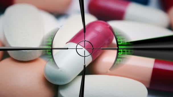Objetivo en las píldoras concepto en línea — Vídeo de stock