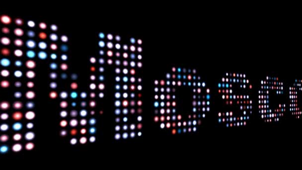 Moscow colorful led text over black — Stock Video