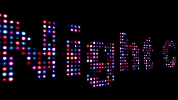 Club nocturno colorido led texto sobre negro — Vídeo de stock