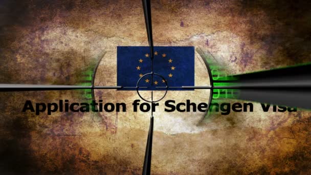 Objetivo del concepto en línea de visado Schengen — Vídeos de Stock