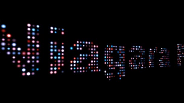 Ніагара падає барвистий текст над чорним — стокове відео