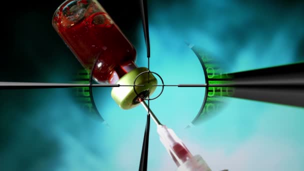 Cíl na injekční stříkačce online koncept — Stock video