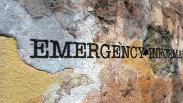 Emergency information grunge concept — Stock Video