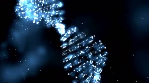 Вращающиеся молекулы Dna Helix на синем фоне — стоковое видео
