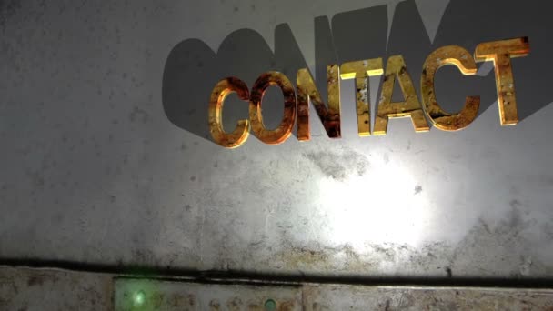 Grunge contacto texto caída concepto — Vídeos de Stock
