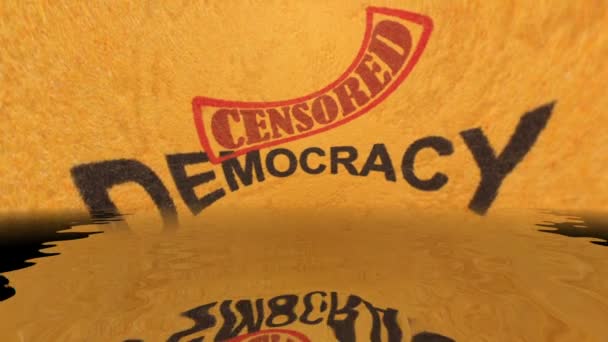 Demokracja cenzurowała tekst grunge koncepcja. — Wideo stockowe
