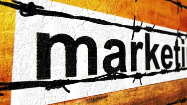 Texto de marketing contra barbwire — Vídeos de Stock