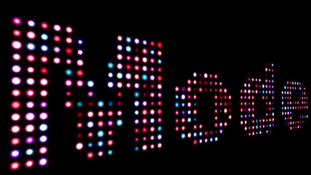 Σύγχρονη πολύχρωμο κείμενο LED πάνω από μαύρο — Αρχείο Βίντεο