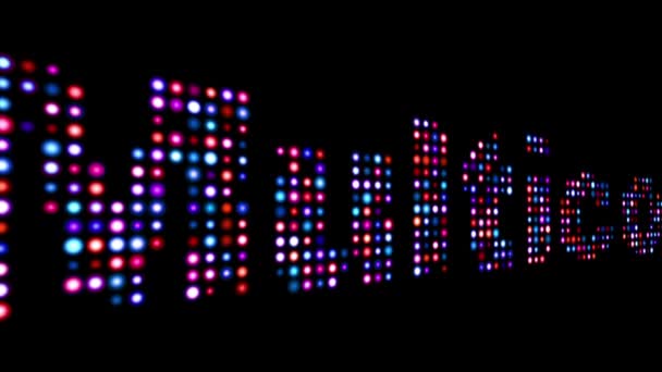 Vícebarevný barevný LED text nad černou — Stock video