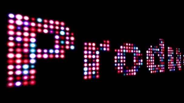 Produkt kolorowy LED tekst w kolorze czarnym — Wideo stockowe