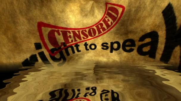 Rights to speak censored grunge concept — Stock Video