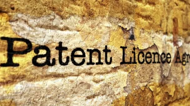 Концепция гранжа патентной лицензии — стоковое видео