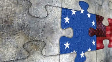 Usa ve eu grunge puzzle konsepti