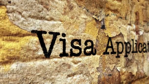 Aplicación de visa concepto grunge — Vídeo de stock