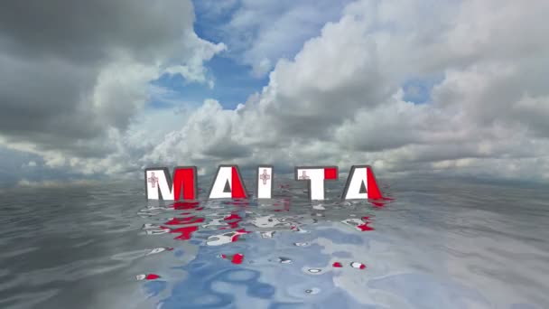 Su tatili kavramında yüzen Malta 3D metin — Stok video