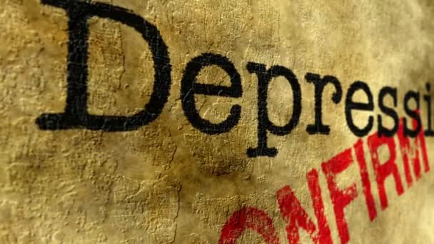 Depression bestätigt Konzept — Stockvideo