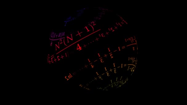 Mathematical formulary imprints on a sphere — Stock Video