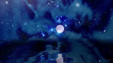 Dolunay ve Su Yansıması Üzerine Kar yağışıweather forecast