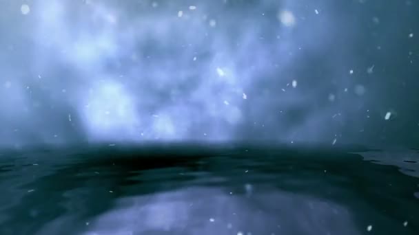 Шумные облака над темным океаном — стоковое видео