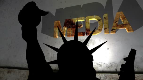 Statue of liberty against broken media background — Stock Video