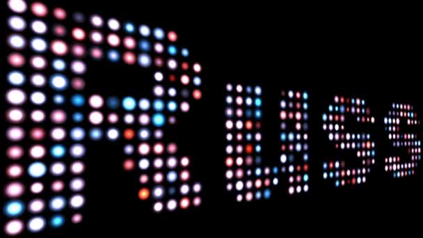 Russia colorful led text over black — Stock Video