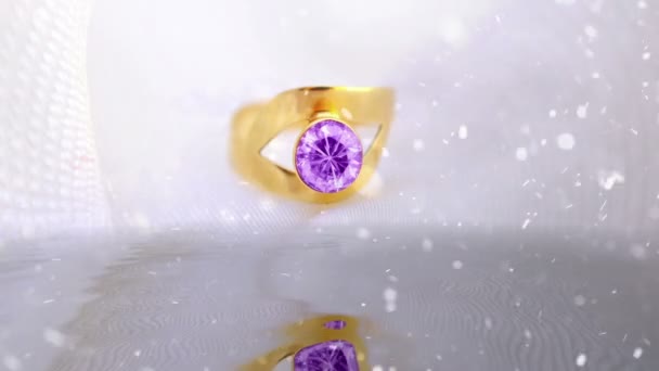 Snowing oover the diamond ring — Stock Video