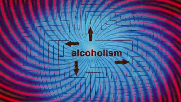 Alcoholism maze concept and dizzy spirals — Stock Video