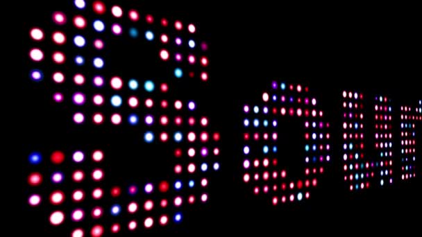 Sonido colorido led texto sobre negro — Vídeo de stock