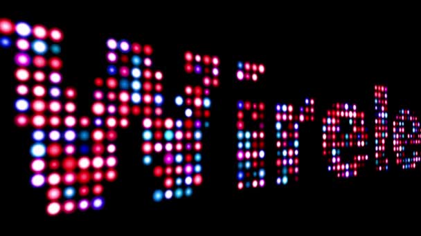 Drahtlose bunte LED-Text über schwarz — Stockvideo