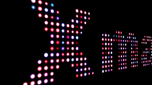 Xmas bunten LED-Text über schwarz — Stockvideo