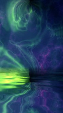 Uzay Evreni Yıldızlarla ve Galaksilerle su dikey videosuna yansıdı