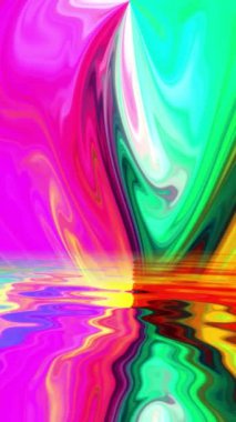 Suyun dikey videosuna yansıyan renkler ile renkli boya karışımı