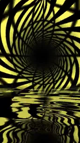 水の垂直ビデオに反映された催眠矢印トンネル背景 — ストック動画
