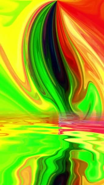 Colorful Paint Mix Gradient Vivid Colors Reflected Water Vertical Video — Stock Video