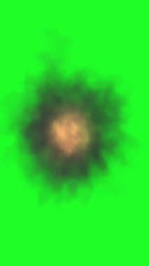 Özel Efektler ve Dijital Projeler için Yeşil Ekranda Yanan Ateş Patlaması dikey video